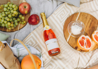 weekend picnic season food fruits vegetables wine
