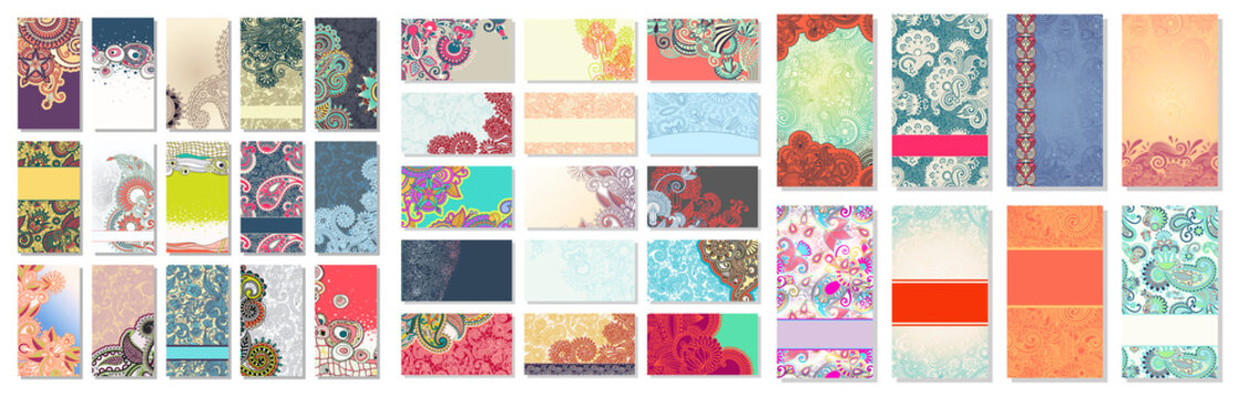 collection of colorful floral ornamental business card