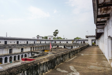 Naklejka premium On the balcony of an Indian building in the city of Bodhgaya. India