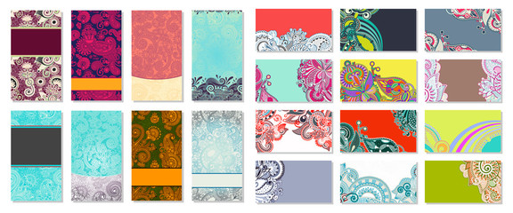 collection of colorful floral ornamental business card