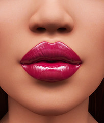 Lipstick,Portrait of woman with beautiful lips ,3d rendering