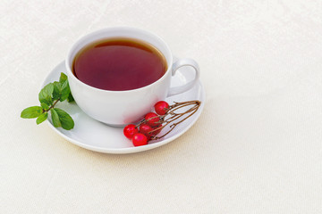 Cup of herbal tea in the open air