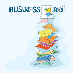 many letters spill out of the computer . business mail
