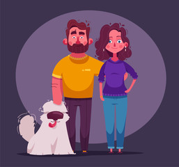 Happy couple in love. Character design. Cartoon vector illustration