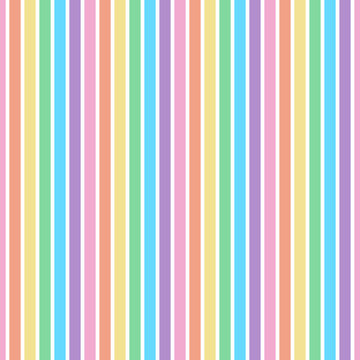 Rainbow Stripes Seamless Pattern - Vertical stripes design in pastel colors of candy hearts for Valentine's day