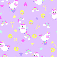 Seamless pattern with unicorns