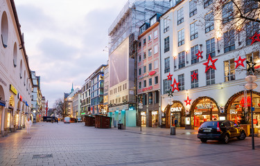 Munich, Germany, the Streets of the Old city in the morning. This is the center of cultural life of the Bavarian capital, abounding with interesting sights