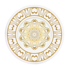 Decorative round plate with mandala from floral elements. Vector illustration. Home decor, interior design.