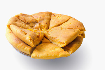 Ossetian pies. Caucasian traditional folk dishes. Pies with potatoes and cheese