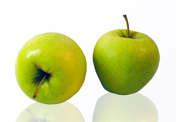 Green apples isolated on white background