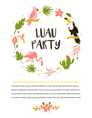 Trendy summer tropical banners for Hawaiian party
