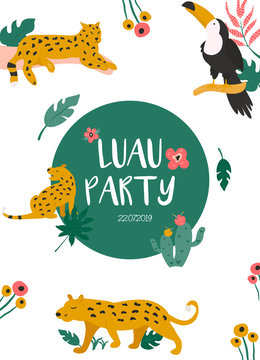 Trendy summer tropical banners for Hawaiian party