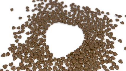 Abstract chocolate heart bokeh background for Valentine's day. 3d render. 3d illustration