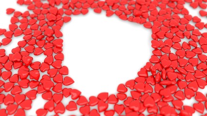 Abstract red heart bokeh background for Valentine's day. 3d render. 3d illustration