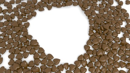 Abstract chocolate heart bokeh background for Valentine's day. 3d render. 3d illustration