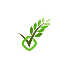 Tick with Leaf logo design