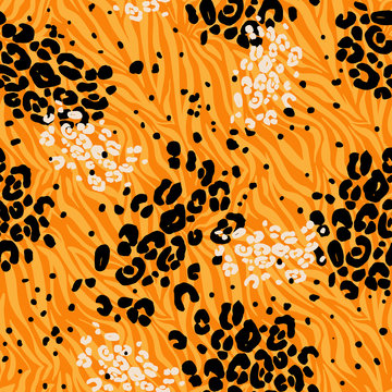 Orange Animal Seamless Pattern.