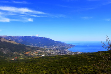 landscape with mountains and clouds. panorama of mountains