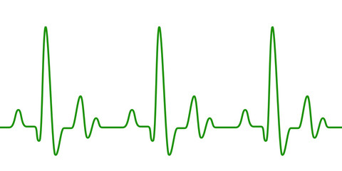 Green heart pulse line on white