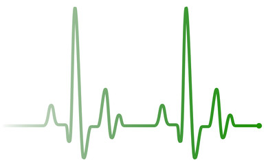 Green heart pulse graphic line on white