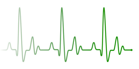 Green heart beat pulse line on white.