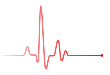 Red heart beat pulse graphic line on white.