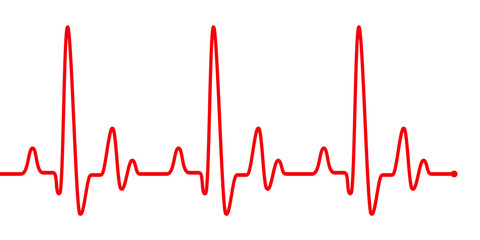 Red heart beat pulse line on white.