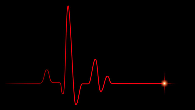 Red heart pulse graphic line on black
