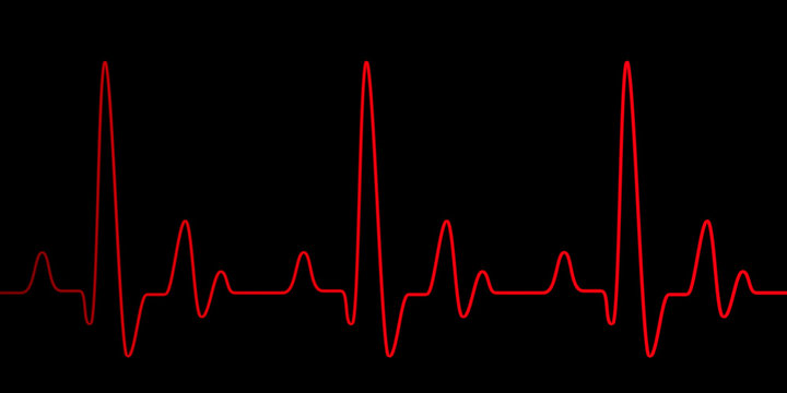 Heart pulse graphic red line on black