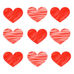 Red hearts valentines day