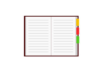 Open copybook with bookmarks