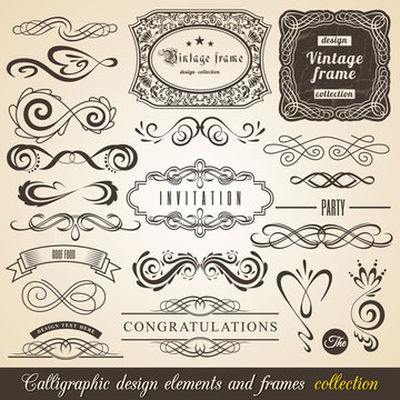 Calligraphic Design Elements and Frames. Vintage Collection. Vector.