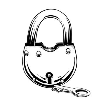 Vintage padlock. Ink sketch isolated on white background. Hand drawn vector  illustration. Retro style. 20673665 Vector Art at Vecteezy