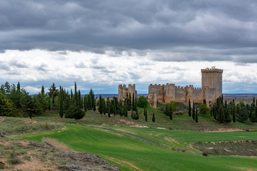 Fototapeta na wymiar castle of Penaranda de Duero in province of Burgos, Spain