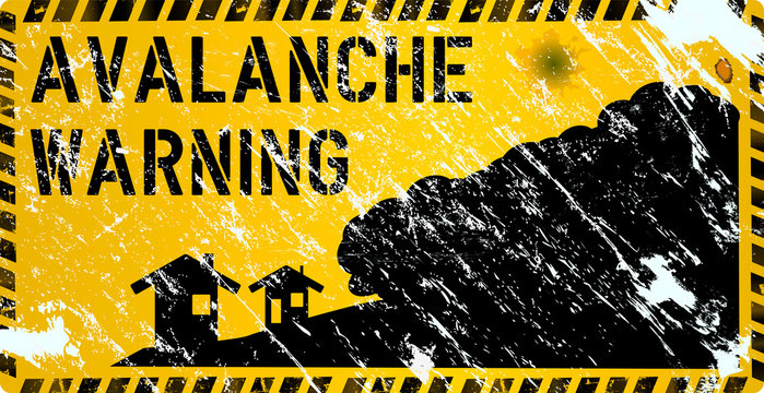 avalanche warning sign, grungy and weathered, vector eps 10