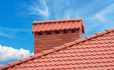 brick smokestack isolated on background of sky