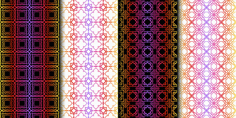 Set of Seamless Geometrical Linear Texture. Original Geometrical Puzzle. Backdrop. Vector illustration.