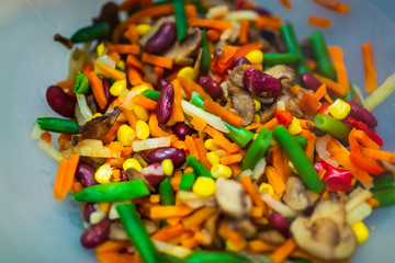 Colorful vegetarian mix of vegetables in a bowl