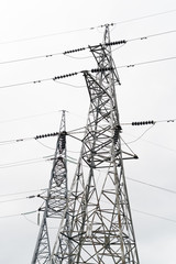 Electrical tower on white