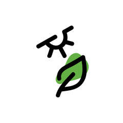 Leaf and sun icon. Vector hand drawn line symbol
