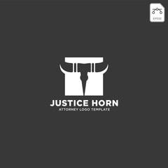 horn bull attorney logo line design template vector illustration