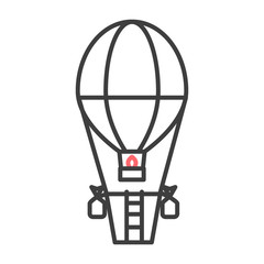 Hot air balloon flat line icon. Air transportation symbol, aerostat sign on white background