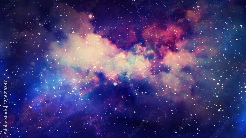 Wall mural 3d rendering of a stellar nebula and cosmic dust, cosmic gas clusters and constellations in deep spa