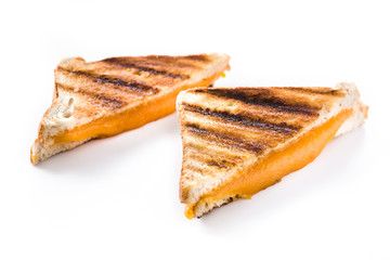 Grilled cheese sandwich isolated on white background