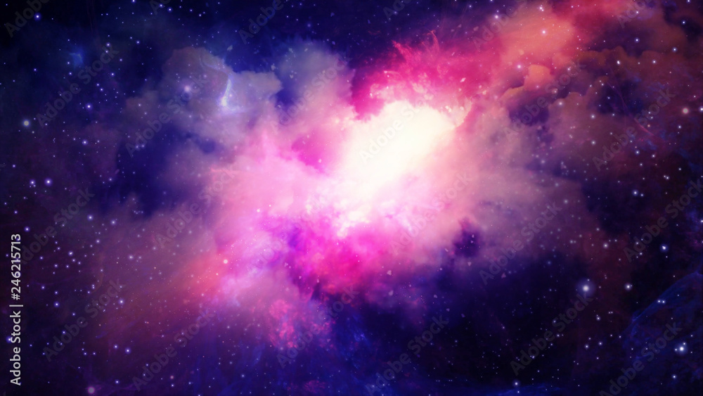 Wall mural 3d rendering of a stellar nebula and cosmic dust, cosmic gas clusters and constellations in deep spa