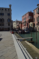 Fototapeta na wymiar Pier in the Campo Santi Giovanni Y Paolo In Venice. Travel, holidays, architecture. March 29, 2015. Venice, Veneto region, Italy.