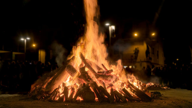 Traditional Bonfire on Saint John&rsquo;s Night on a Spanish Beach.