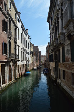 Fondamenta Folzi With The Narrow Canals In Venice. Travel, holidays, architecture. March 29, 2015. Venice, Veneto region, Italy. © Raul H