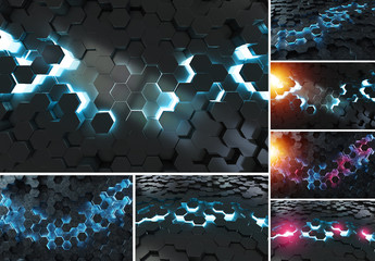 Futuristic Hexagon Background Set