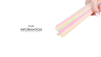 Cocktail tubes colorful in hand pattern on white background isolation